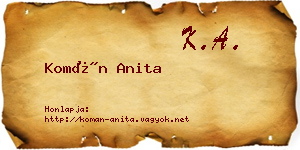 Komán Anita névjegykártya