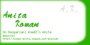 anita koman business card